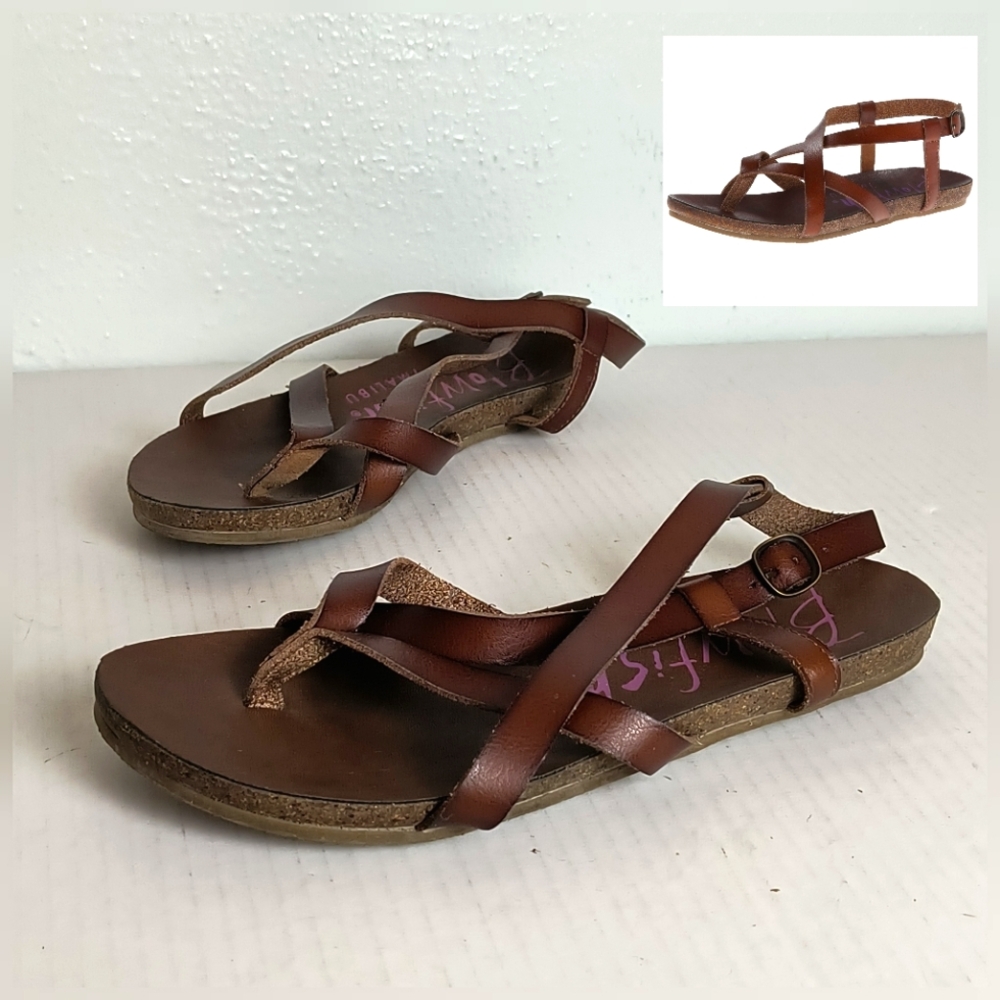 Blowfish Malibu 8 Brown Flat Strappy Sandals